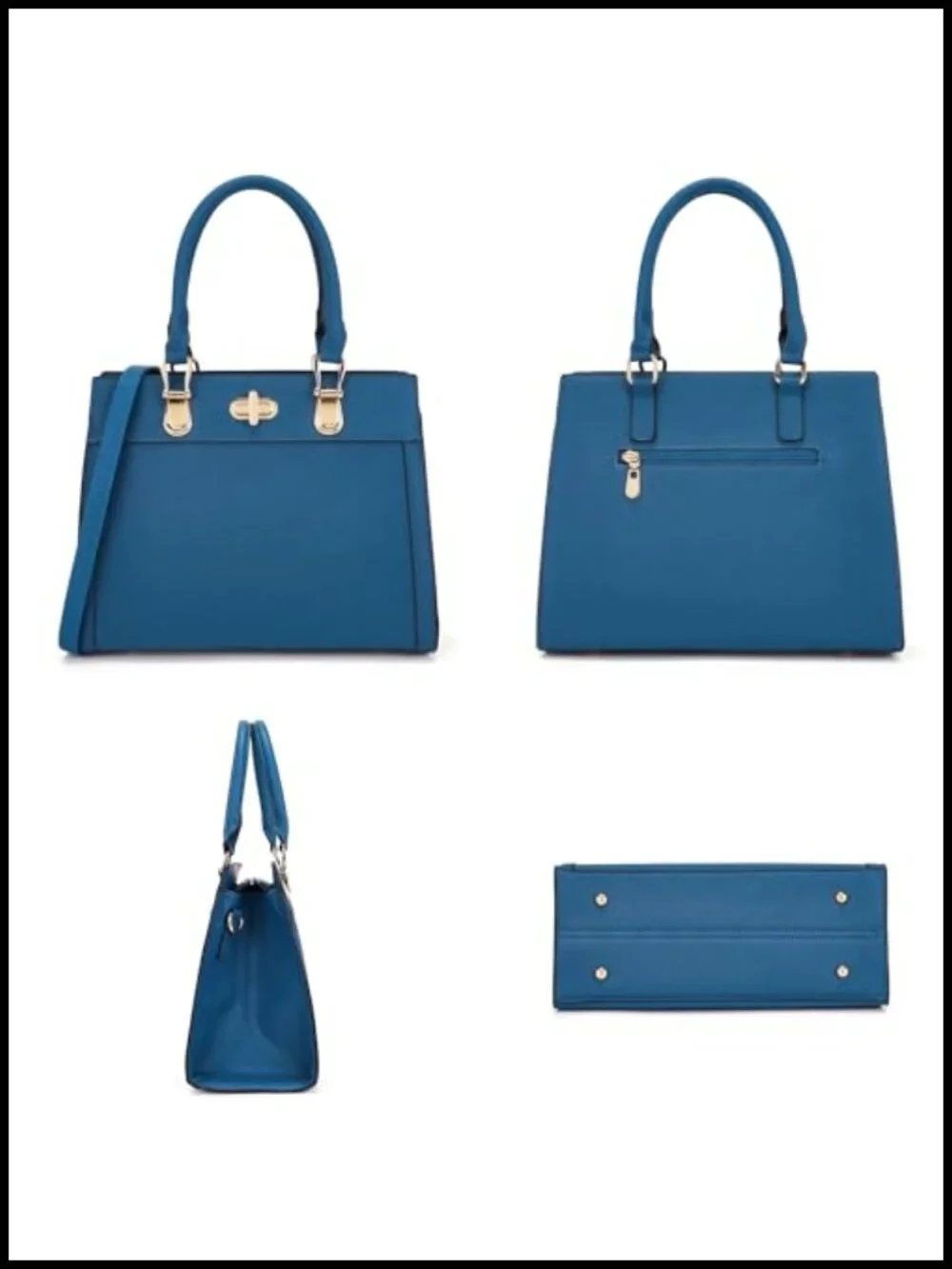 Vegan Leather Satchel Handbag & Wallet Set with Adjustable Shoulder Strap